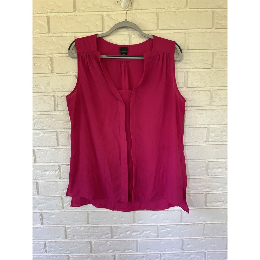 Covington Women size XL Sleeveless Shell V Neck Blouse Top Fuchsia Classic Flowy